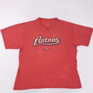 Majestic Houston Astros MLB T Shirt Mens 2XL Red Graphic Tee Baseball Gorpcore
